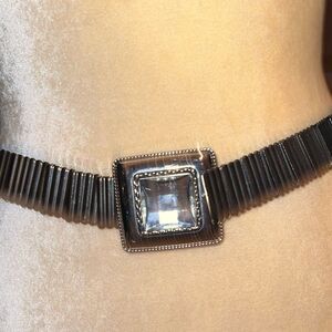 Vintage Silver serpentine style stretchy belt! Silver and clear stone buckle